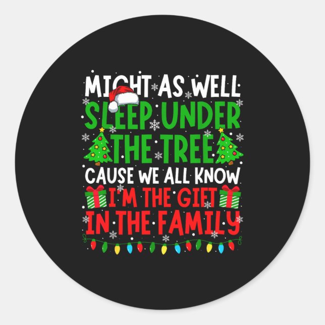 Pegatina Redonda Funny Christmas Saying Retro Xmas Sarcastic Men Wo (Anverso)