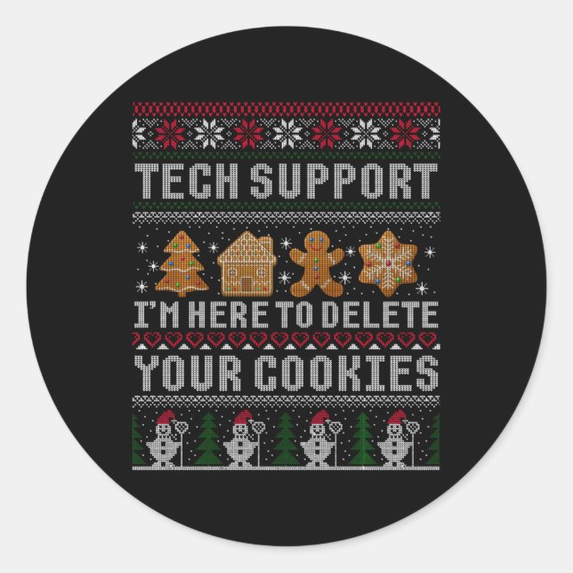 Pegatina Redonda Funny Christmas Tech Suprt Computer T Shirt  (Anverso)