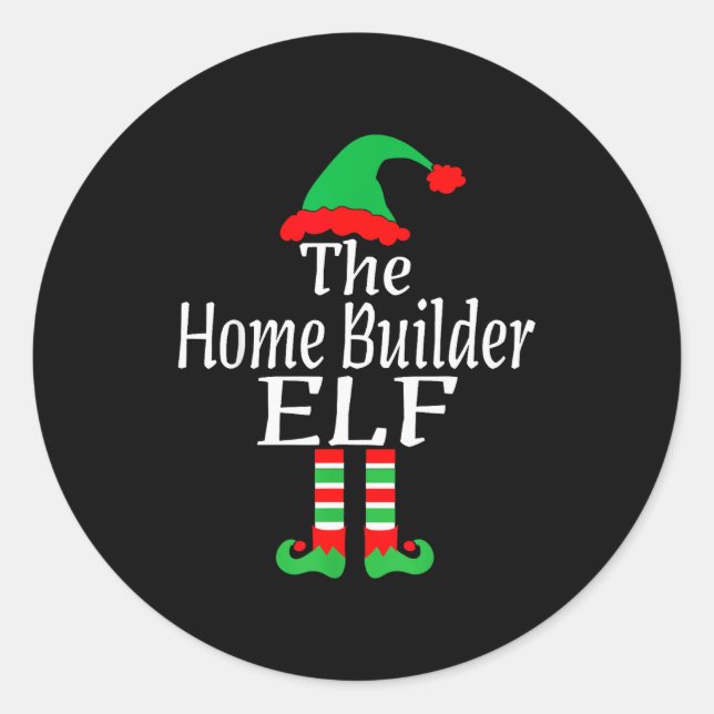 Pegatina Redonda Funny Christmas The Home Builder Elf Developer Arc (Anverso)