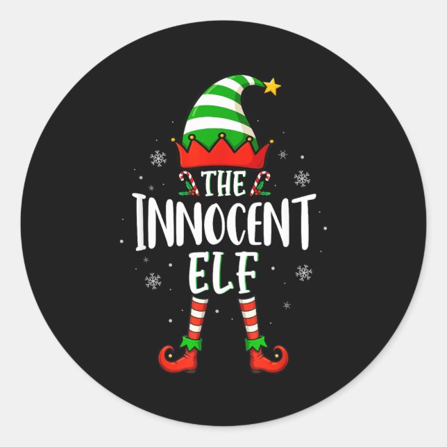 Pegatina Redonda Funny Christmas The Innocent Elf Family Matching X (Anverso)