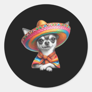 Pegatina Redonda Funny Cinco De Mayo Chihuahua Perro Lover