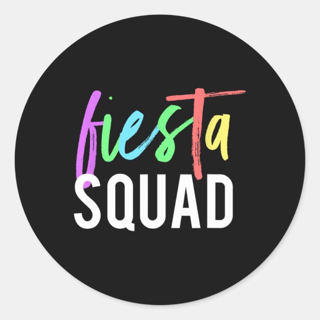 Pegatina Redonda Funny Cinco De Mayo Fiesta Squad Diseño Para Parti (Anverso)