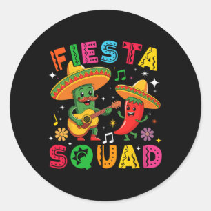 Pegatina Redonda Funny Cinco De Mayo Fiesta Squad Mexicano