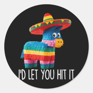 Pegatina Redonda Funny Cinco De Mayo Funny Pinata Sombrero Hombres