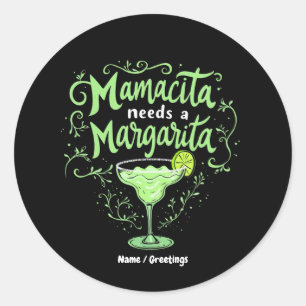 Pegatina Redonda Funny Cinco De Mayo Mamacita Necesita Una Margarit