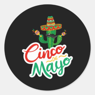 Pegatina Redonda Funny Cinco De Mayo Para El Fiesta Mexicano 1