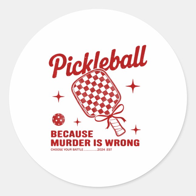 Pegatina Redonda Funny Ckle Ball Outfit Women, Retro Ckleball Dink  (Anverso)