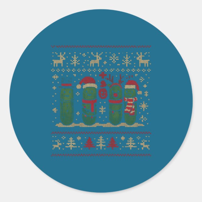 Pegatina Redonda Funny Ckles Christmas Lights Santa Hat Xmas Ugly S (Anverso)