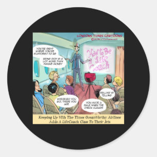 Pegatina Redonda Funny clase Airline LifeCoach