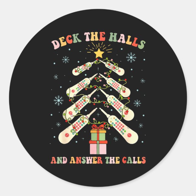 Pegatina Redonda Funny Cna Nurse Christmas Medical Xmas Trees Nursi (Anverso)