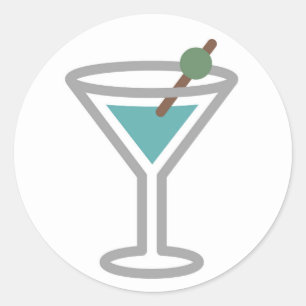 Pegatina Redonda Funny Cocktail Martini Emoji