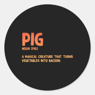 Pegatina Redonda Funny Con Art Para Hombres Mujeres Rbecuk Pork Bbq