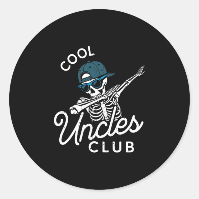 Pegatina Redonda Funny Cool Uncles Club Shirt Funny Skeleton Uncle  (Anverso)