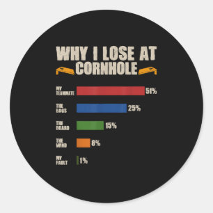 Pegatina Redonda Funny Cornhole Player Por Qué Pierdo En Cornhole