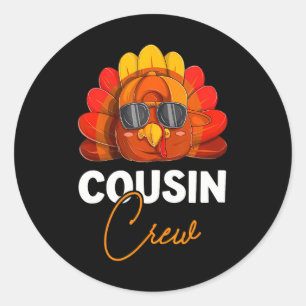 Pegatina Redonda Funny Cousin Crew Turkey Thankending Family