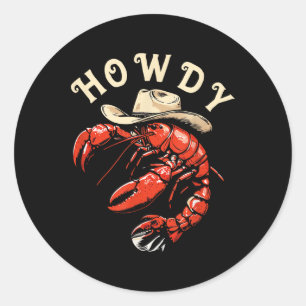 Pegatina Redonda Funny Crawfish Cowboy Cajun Seafood Festival