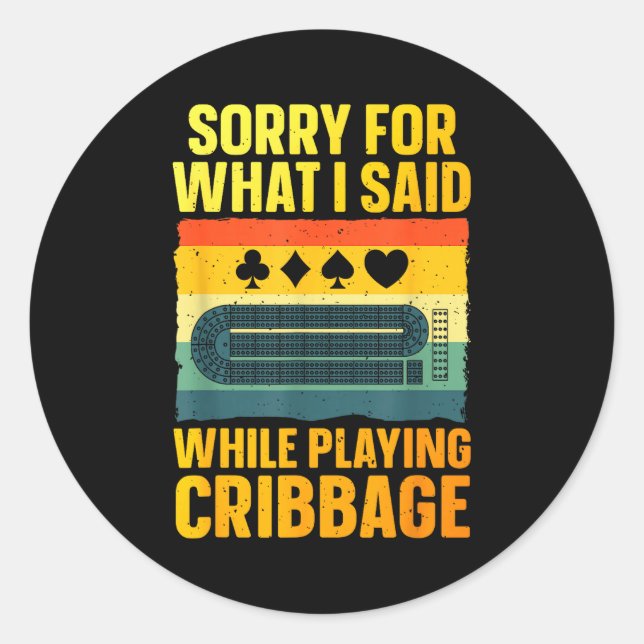 Pegatina Redonda Funny Cribbage Art For Men Women Card Game Cribbag (Anverso)