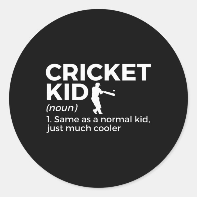 Pegatina Redonda Funny Cricket Kid Definition  (Anverso)