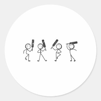 Pegatina Redonda Funny Cricket Stick Figure Funny Cricket Player 