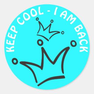Pegatina Redonda Funny Crown black & KEEP GUAY + tu texto