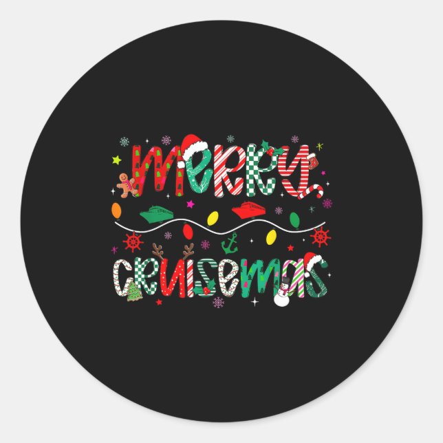 Pegatina Redonda Funny Cruise Lover Merry Cruisemas Christmas Famil (Anverso)