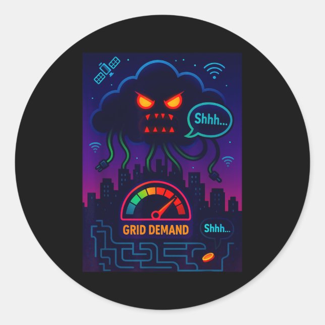 Pegatina Redonda Funny Crypto Energy Environmental Satire Gift  (Anverso)