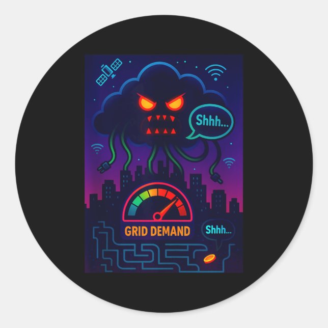 Pegatina Redonda Funny Crypto Energy Environmental Satire Gift Tank (Anverso)