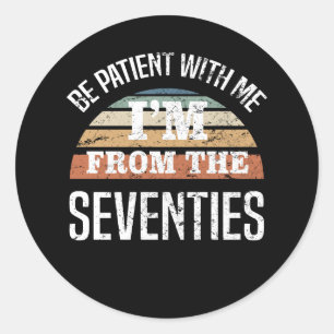 Pegatina Redonda Funny cumpleaños número 50 de los 70