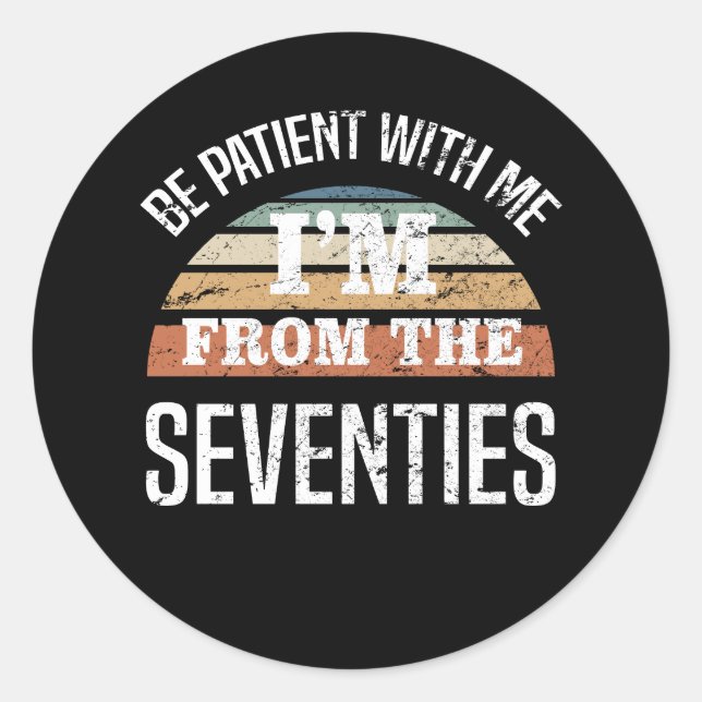 Pegatina Redonda Funny cumpleaños número 50 de los 70 (Anverso)