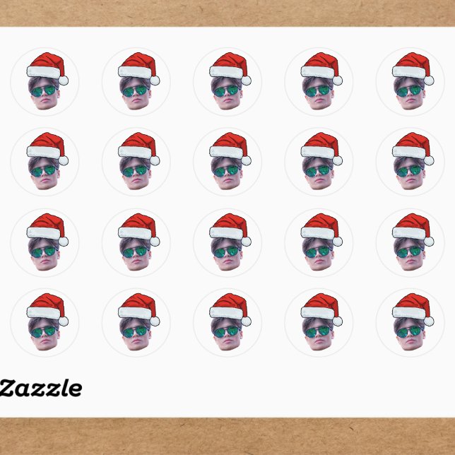Pegatina Redonda Funny Custom Face Santa Hat Photo Christmas  (Subido por el creador)