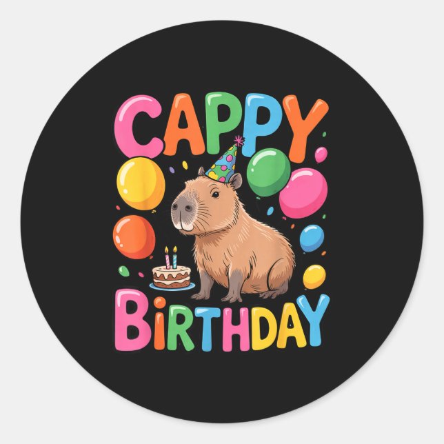 Pegatina Redonda Funny Cute Capy Capybara Animal Birthday Party Sup (Anverso)