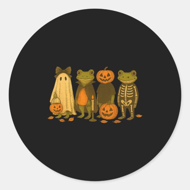 Pegatina Redonda Funny Cute Frog Halloween Costumes  (Anverso)