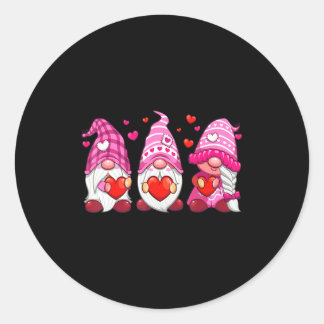 Pegatina Redonda Funny Cute Three Gnomies Nk Hearts Matching Vale 