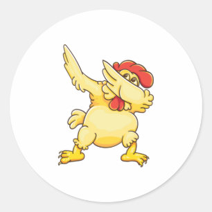 Pegatina Redonda Funny Dabbing Chicken Lover Guay Dab Fiesta