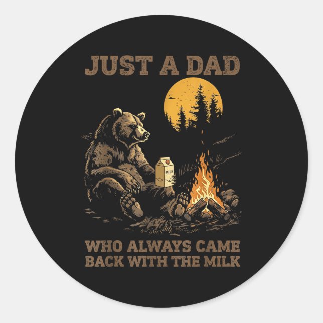 Pegatina Redonda Funny Dad Camng Bear Quote Gift For Father's Day H (Anverso)
