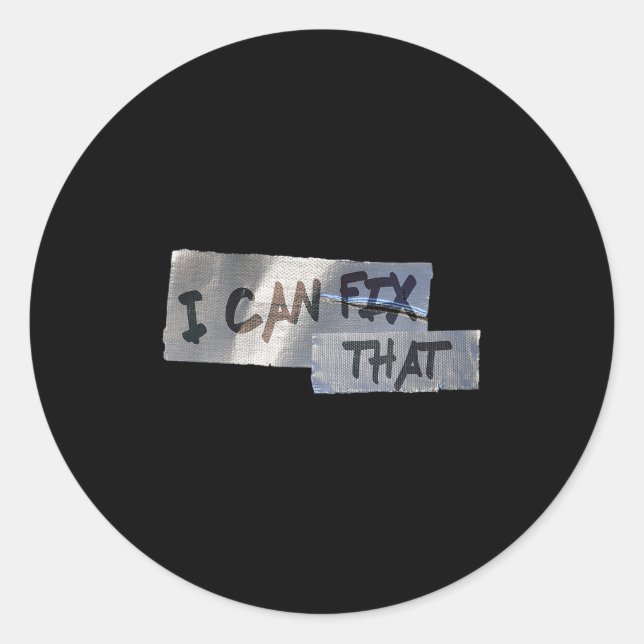 Pegatina Redonda Funny Dad Shirt Duct Tape I Can Fix That Gift  (Anverso)