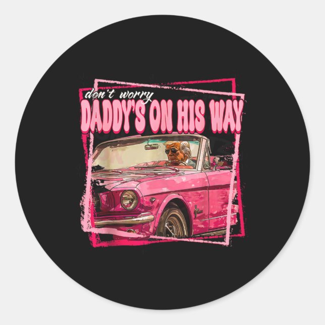 Pegatina Redonda Funny Daddy39s Home Trump Pink 2024 Tank Top (Anverso)