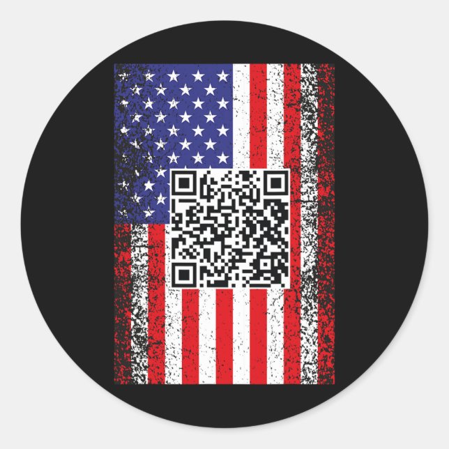 Pegatina Redonda Funny danza del presidente Qr Trump Code (Anverso)
