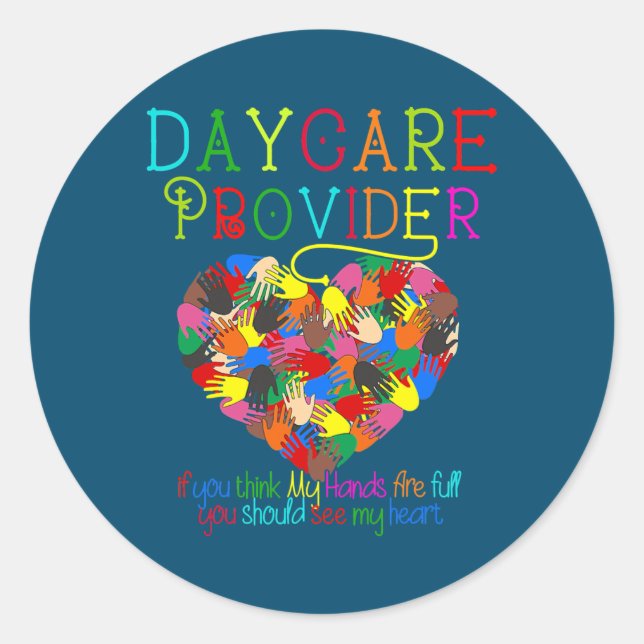 Pegatina Redonda Funny Daycare Provider Child care Teacher (Anverso)