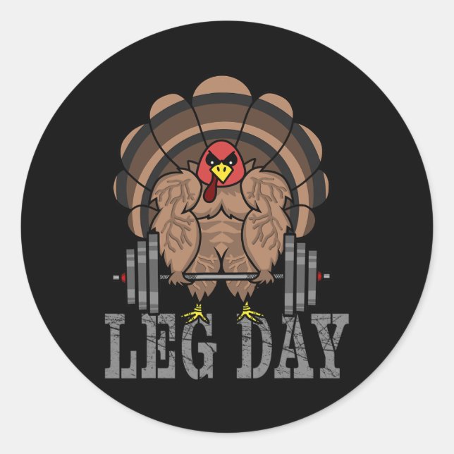 Pegatina Redonda Funny Deadlifting Turkey Thanksgiving Leg Day Dead (Anverso)