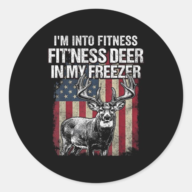 Pegatina Redonda Funny Deer Hunting Art For Men Women Wildlife Hunt (Anverso)