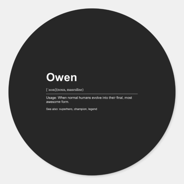 Pegatina Redonda Funny Definition Quote For The Name Owen _  (Anverso)