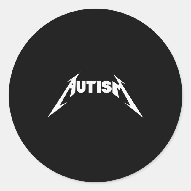 Pegatina Redonda Funny Design Autism Skeleton Meme Metal Rock For M (Anverso)