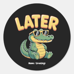 Pegatina Redonda Funny Después Gator Hilarious Alligator Pun Design