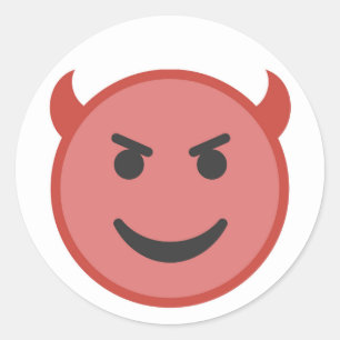 Pegatina Redonda Funny Devil Emoji Red Smile