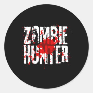 Pegatina Redonda Funny Diseño Zombie Hunter Para Niños Chicas Hallo