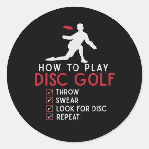 Pegatina Redonda Funny Disk Golf Instruction Frisbee Disk Golfing