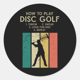 Pegatina Redonda Funny Disk Golf Instruction Frisbee Disk Golfing