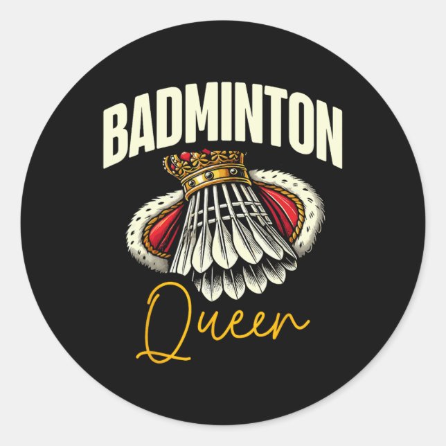 Pegatina Redonda Funny Dminton Player Love Shuttle Design 11 (Anverso)