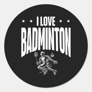 Pegatina Redonda Funny Dminton Player Love Shuttle Diseño 7